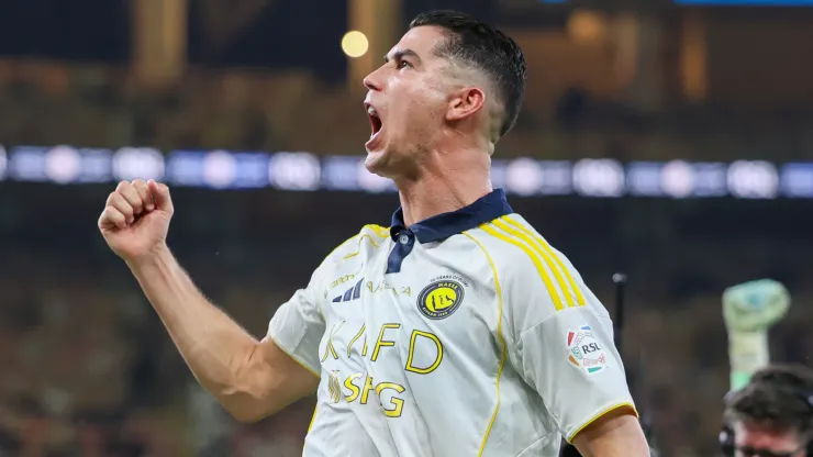 Cristiano Ronaldo of Al Nassr celebrates victory after winning the Saudi Pro League match between Al Ittihad and Al Nassr.
