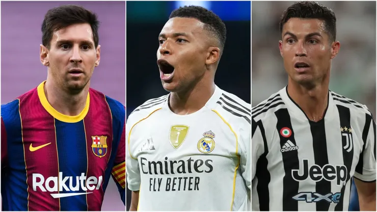 Lionel Messi, Kylian Mbappe, and Cristiano Ronaldo.
