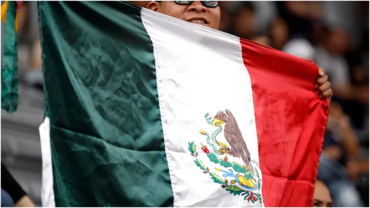 Fan waves a Mexican flag
