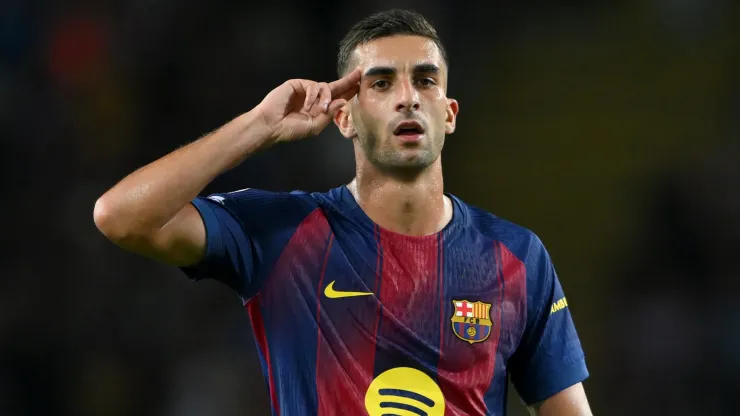 Ferran Torres celebrates scoring his team's first goal during the UEFA Champions League 2025/26 match FC Barcelona and Paris Saint-Germain.
