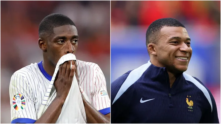 Ousmane Dembele and Kylian Mbappe of France.
