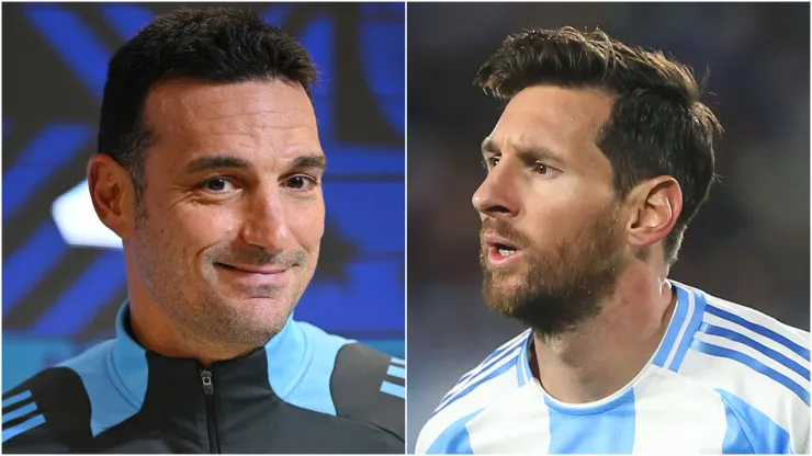 Lionel Scaloni and Lionel Messi of Argentina.
