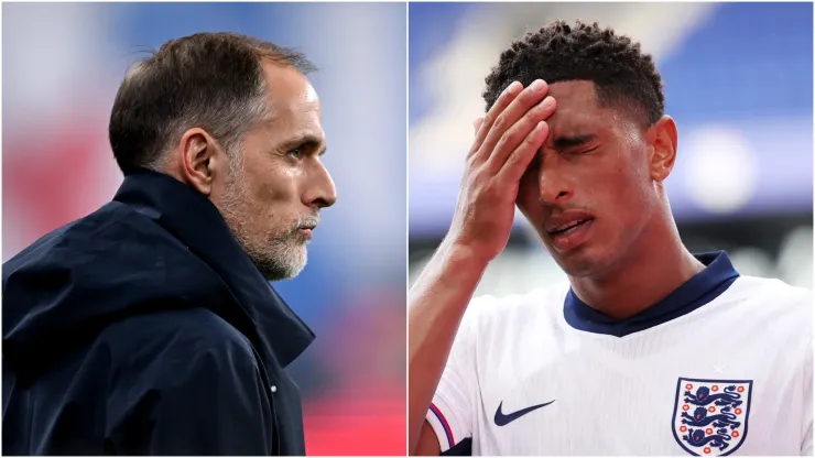 England coach Thomas Tuchel and midfielder Jude Bellingham.
