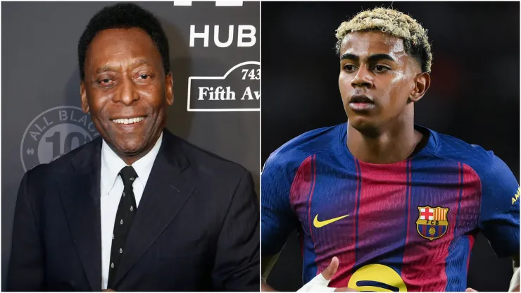 Brazilian legend Pele and Lamine Yamal of FC Barcelona.
