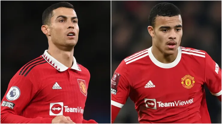Cristiano Ronaldo and Mason Greenwood while playing for Manchester United.

