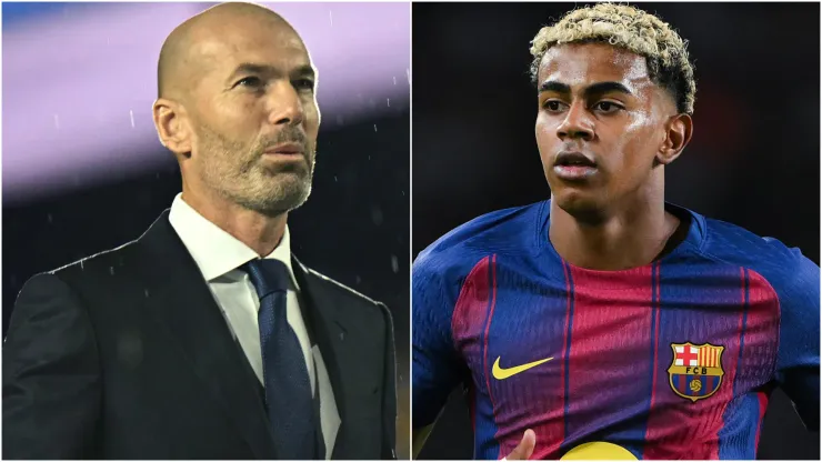 Former Real Madrid coach Zinedine Zidane and Lamine Yamal of FC Barcelona.
