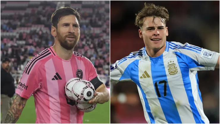 Lionel Messi and Mateo Silvetti of Argentina.
