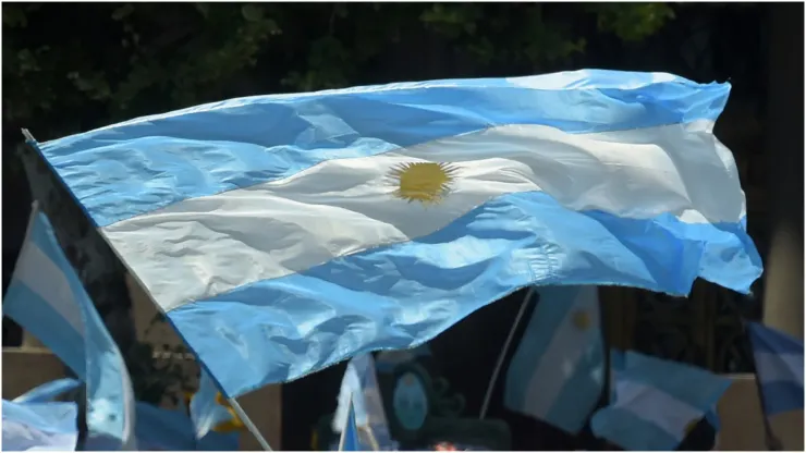Argentina supporters wave flag
