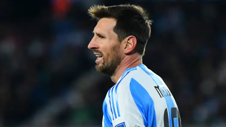 Lionel Messi playing for the Argentina national team.