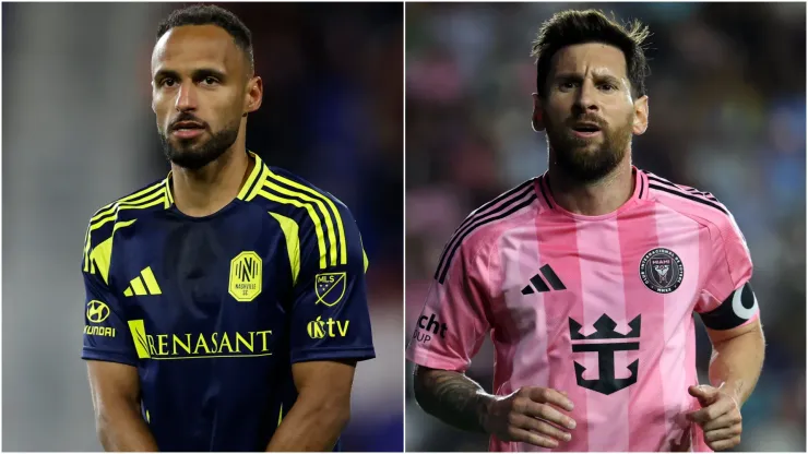Nashville SC's Hany Mukhtar and Inter Miami's Lionel Messi.
