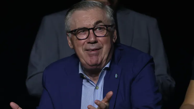 Head Coach Carlo Ancelotti of the Brazilian National team reacting in a game.
