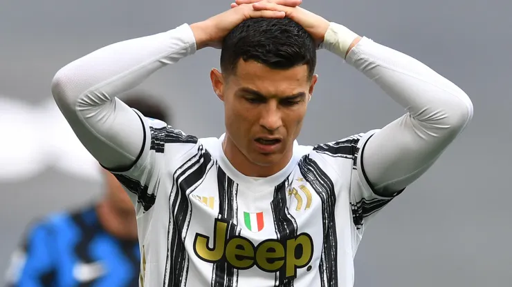 Cristiano Ronaldo of Juventus reacts during the Serie A match.
