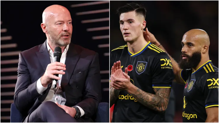 Alan Shearer, Premier League's all-time leading scorer, Benjamin Sesko and Bryan Mbeumo of Manchester United.
