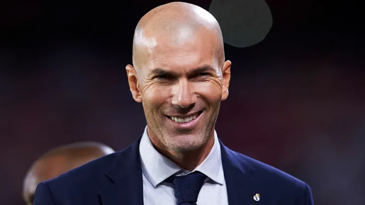 Zinedine Zidane of Real Madrid looks on prior to the start the La Liga match.
