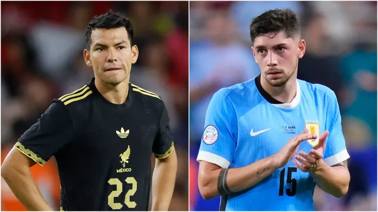 Mexico's Hirving Lozano and Uruguay's Federico Valverde.