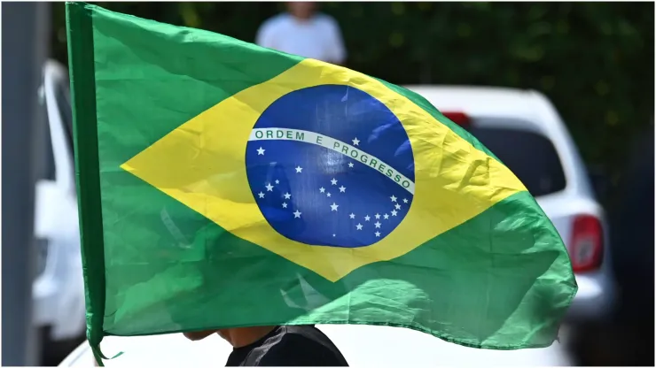A supporter waves a Brazilian flag
