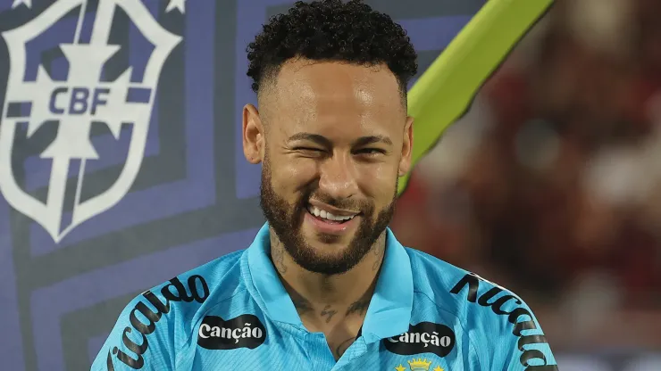 Neymar Jr of Santos smiles prior a game.
