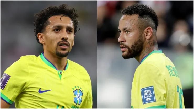 Brazil stars Marquinhos and Neymar.
