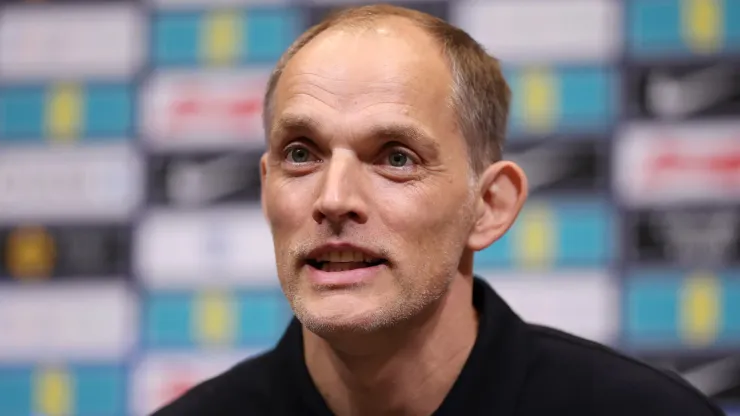 Thomas Tuchel England Manager speaks to the media during a England Men Press Conference.
