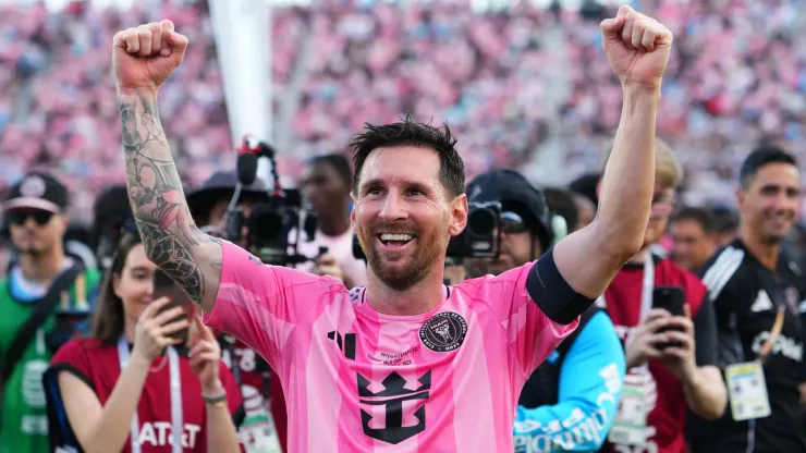 Lionel Messi #10 of Inter Miami CF celebrates winning the Audi 2025 MLS Cup Final
