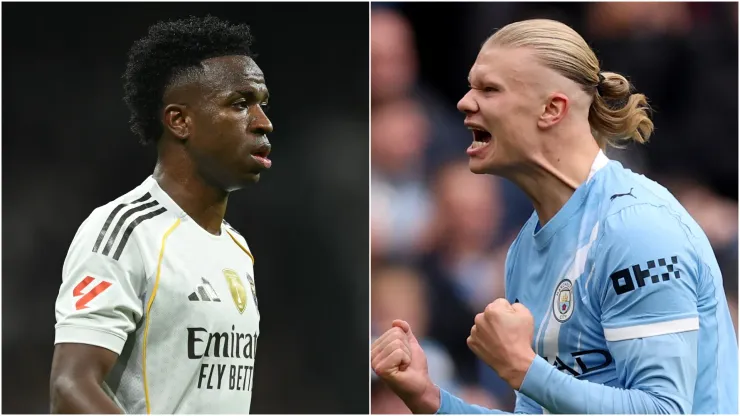 Real Madrid's Vinicius and Manchester City's Erling Haaland.