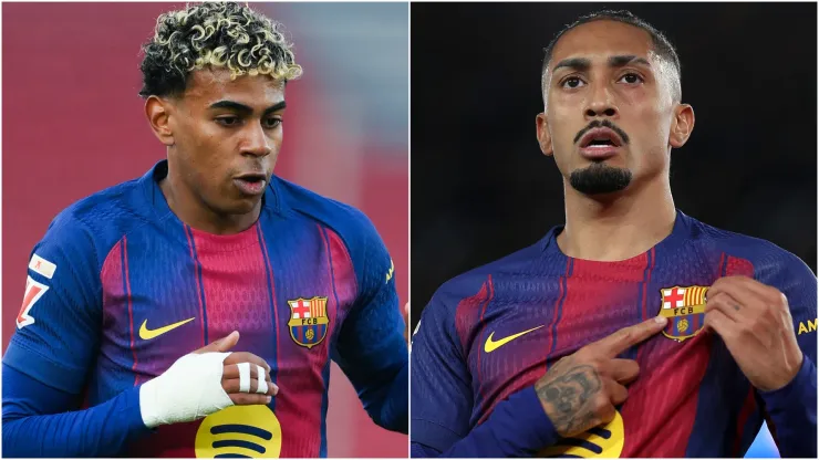 Barcelona stars Lamine Yamal and Raphinha.
