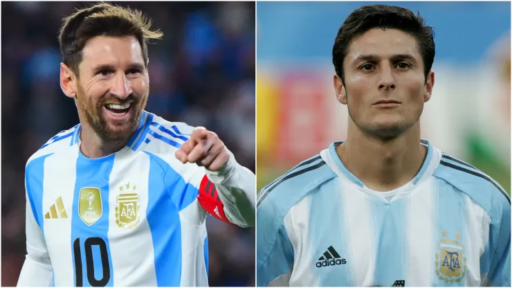 Lionel Messi (left) and  Javier Zanetti (right)

