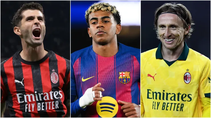 Christian Pulisic (left), Lamine Yamal (center), and Luka Modric (right)
