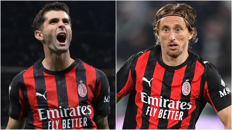 Christian Pulisic and Luka Modric of AC Milan.
