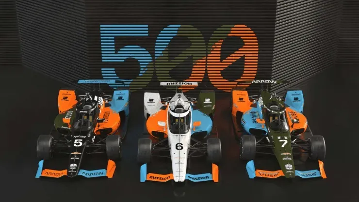 As McLaren de O’Ward, Montoya e Rosenqvist para a Indy 500 (Foto: McLaren)