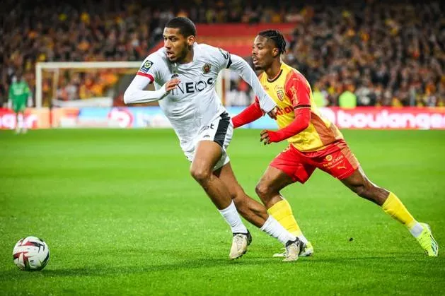 March 16, 2024, Lens, France, France: Jean-Clair TODIBO of Nice and Elye WAHI of Lens during the Ligue 1 match between RC Lens and OGC Nice at Bollaert-Delelis Stadium on March 16, 2024 in Lens, France. Lens France – ZUMAm308 20240316_zsp_m308_004 Copyright: xMatthieuxMirvillex