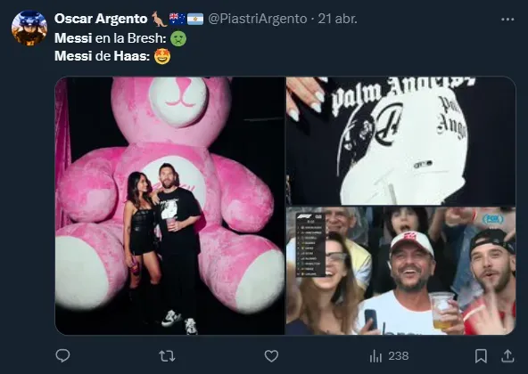 Las reacciones a la remera de Haas de Messi (Twitter).