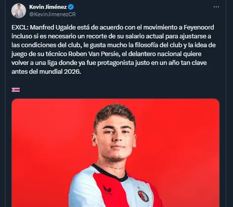 Kevin Jiménez en su cuenta oficial de X.
