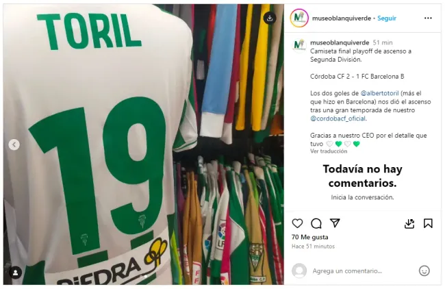 La playera de Toril en Europa. (Instagram)