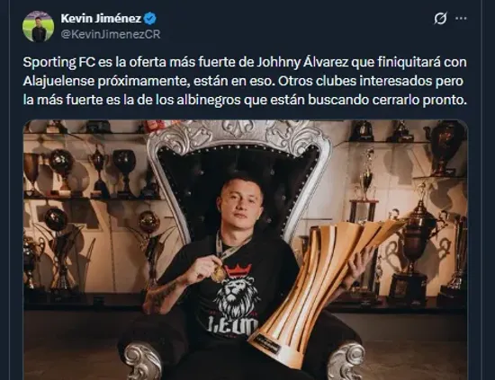 Kevin Jiménez en su cuenta oficial de X