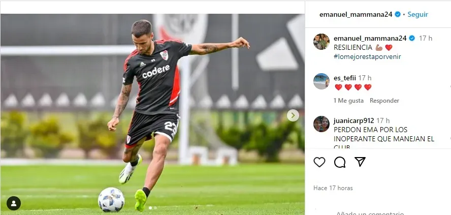 El mensaje de Emanuel Mammana. (@Emanuel_mammana24)