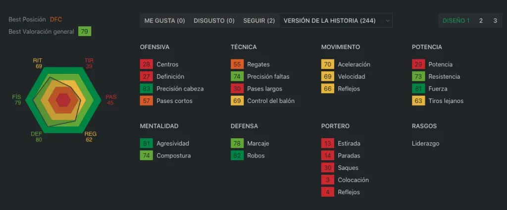 Estadísticas de Felipe Baloy en FIFA 07 (Sofifa)