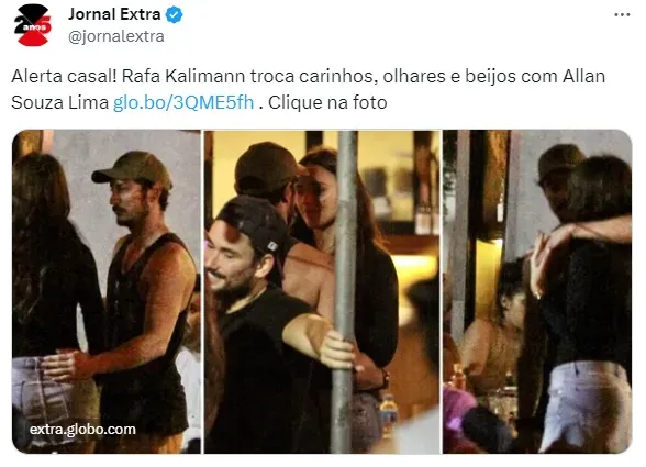 Rafa Kalimann em clima de romance com Allan Souza Lima – Reprodução/Jornal Extra