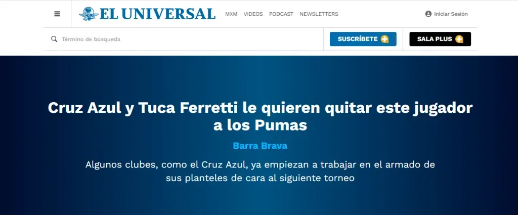 Información del diario El Universal