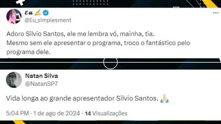 Internautas comentam sobre saúde de Silvio Santos – Foto: Twitter
