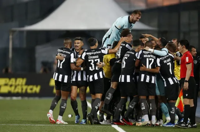 Time do Botafogo comemora gol contra o Palmeiras. (Photo by Wagner Meier/Getty Images)