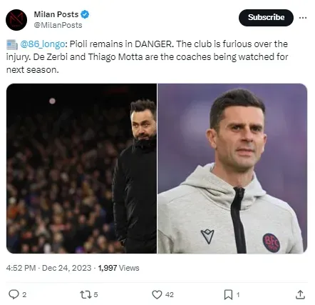 Pioli is in danger with other candidates being considered