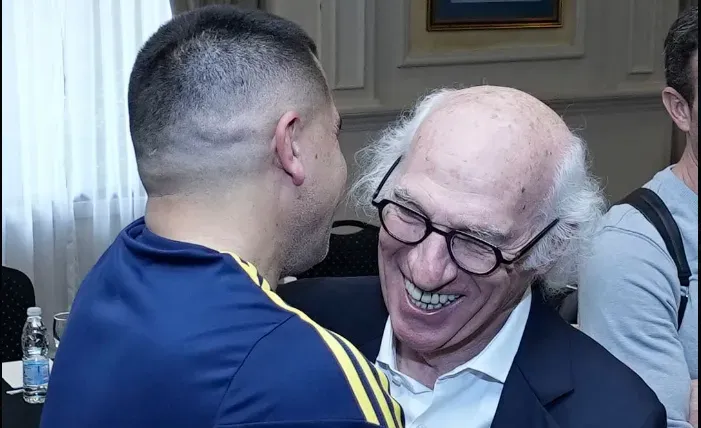 Román y Bianchi, juntos antes de la despedida del enganche en La Bombonera. (Instagram)