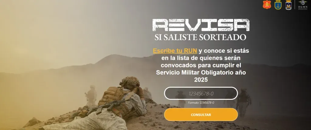 Consulta su fuiste seleccionado en el sitio www.serviciomilitar.cl.