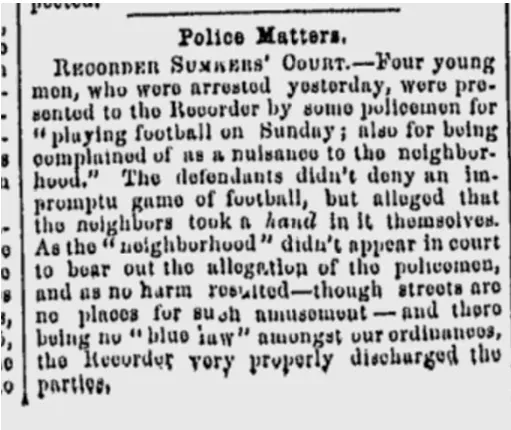 Newspaper clipping from 1859 discussing a game of football in New Orleans