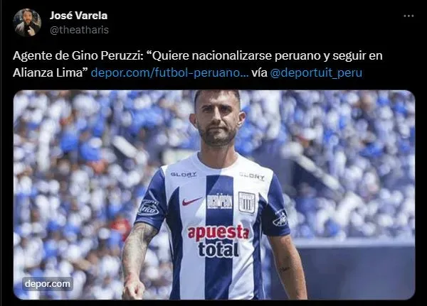 Alianza Lima debe analizar la continuidad de Gino Peruzzi. (Foto: Twitter).