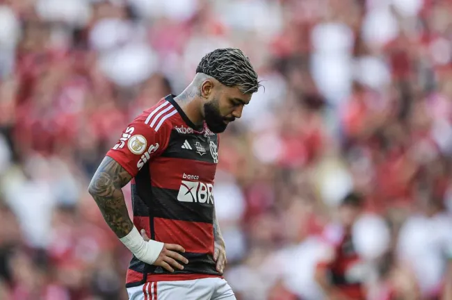 Gabigol, jogador do Flamengo, durante partida contra o América no estádio Maracanã pelo campeonato Brasileiro A 2023. Foto: Thiago Ribeiro/AGIF