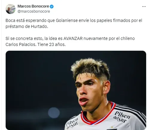 Boca va por Carlos Palacios.