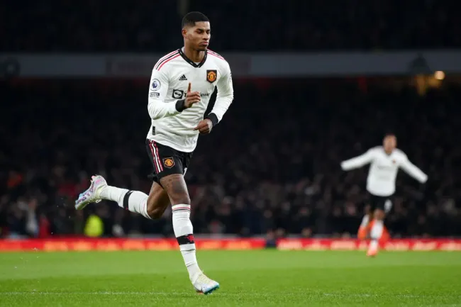 Marcus Rashford celebrando gol pelo Manchester United. (Photo by Shaun Botterill/Getty Images)