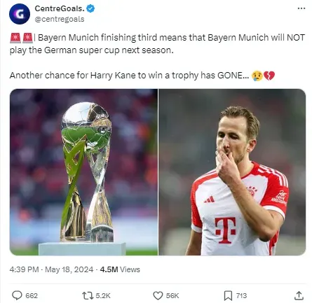 Harry Kane has not won a trophy since moving to Bayern Munich
